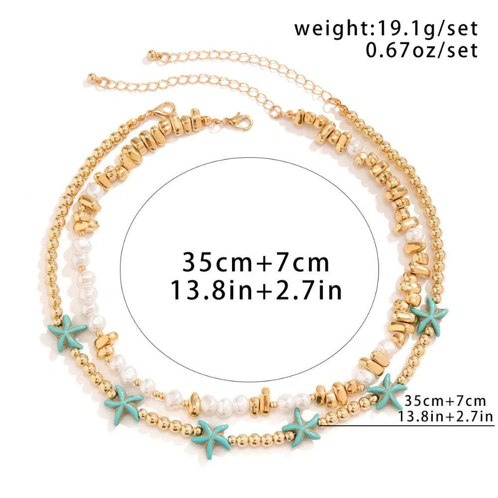 New Fashion Rice Beads Beaded Collar Simplicity Temperament Necklace Beach Ocean Wind Personality Starfish Shell Necklace