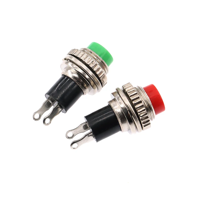 2Pcs 10mm DS-211/DS-213 Self-reset Plastic Push Button Switch Momentary 1A 125VAC 2PIN