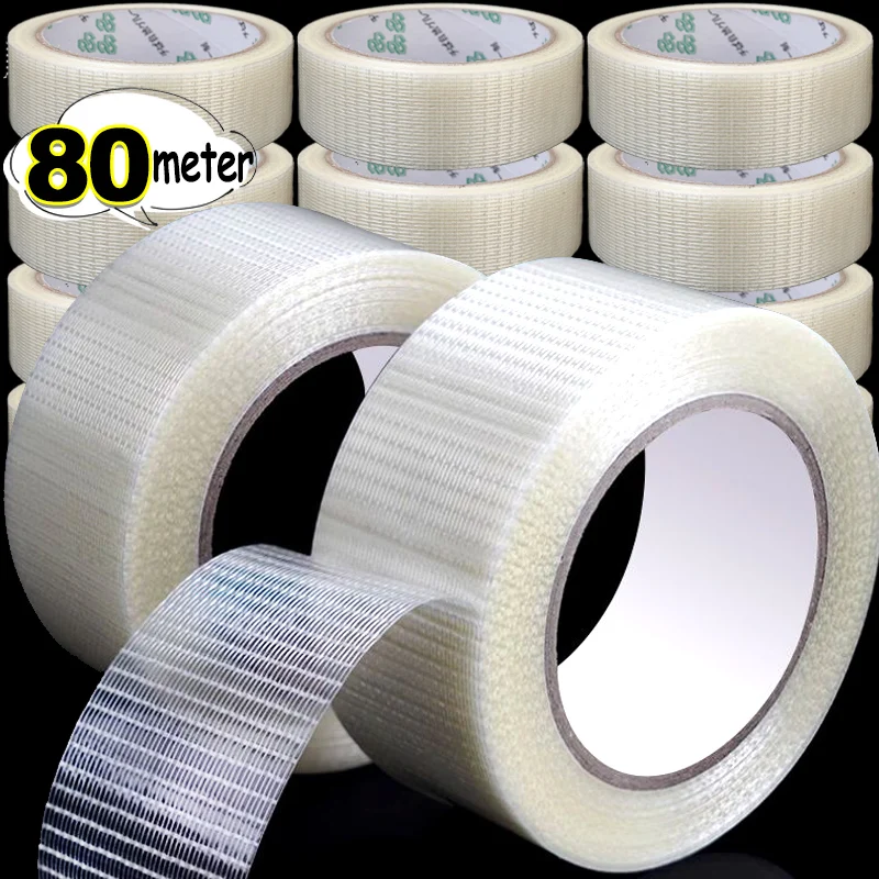 Strapping Tape Fiberglass Filament Packing Grid Fiber Tape Single Sided Adhesive for Sealing Mold Home Appliance Bundled Fixed