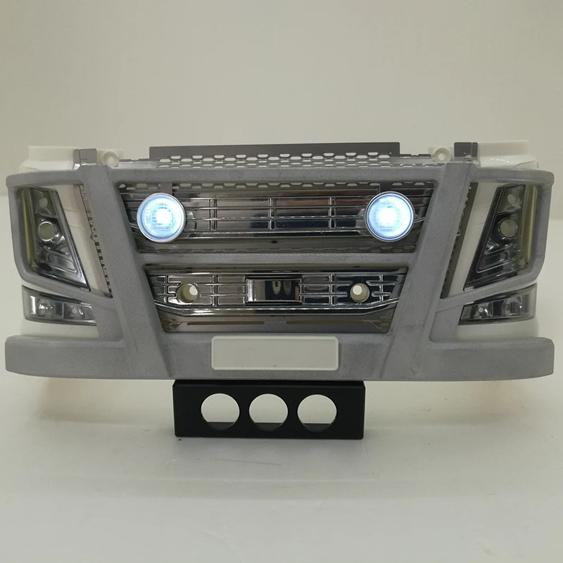 

KXRC Metal Front Bumper with LED Light Upgrade Parts for 1/14 Tamiya RC Truck Trailer Tipper Volvo FH16 56360 Car Accessories