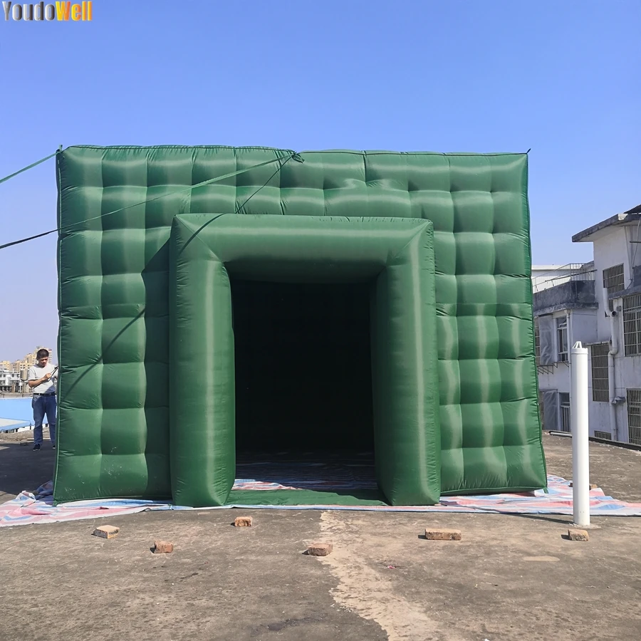 Deep Green 4.4mx4.4mx3.6m Inflatable Air Cube Tent For Outdoor Honey Housed Finished Exhibition Showroom For Party Events