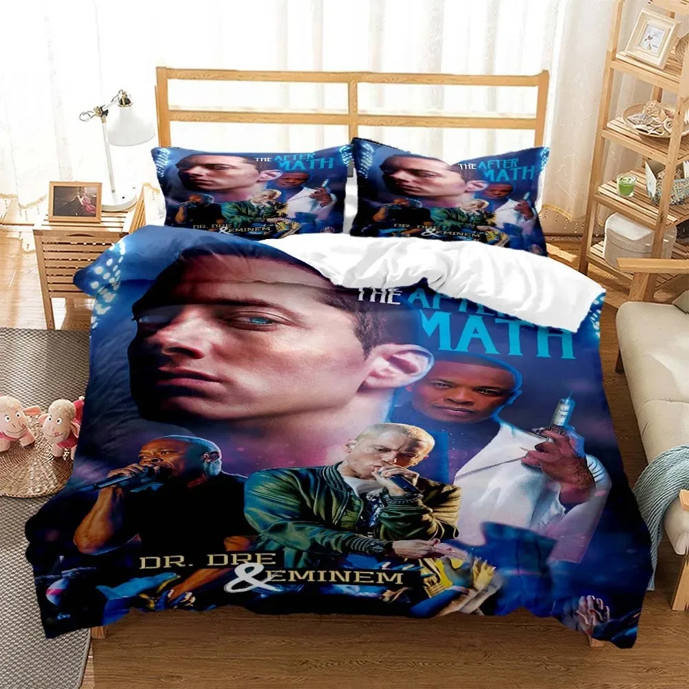 Ropa de cama con estampado 3D de Hip-hop Sänger Eminem, funda nórdica, juego de cama Queen, juego de cama tamaño King personalizado suave y cómodo