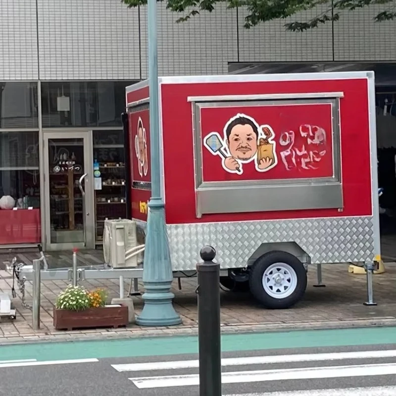 Fast Food Mobile Kitchen Consession Trailers Food Trailer Truck Fully Equipped with Display Refrigerator for Snack Customizable view 3