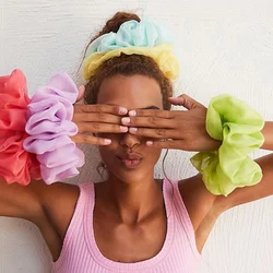 Moda czarny biały duży Oversize Scrunchie dla kobiet dziewczynki nakrycia głowy gumki gumka gumki do włosów guma Chouchou Cheveux Femme