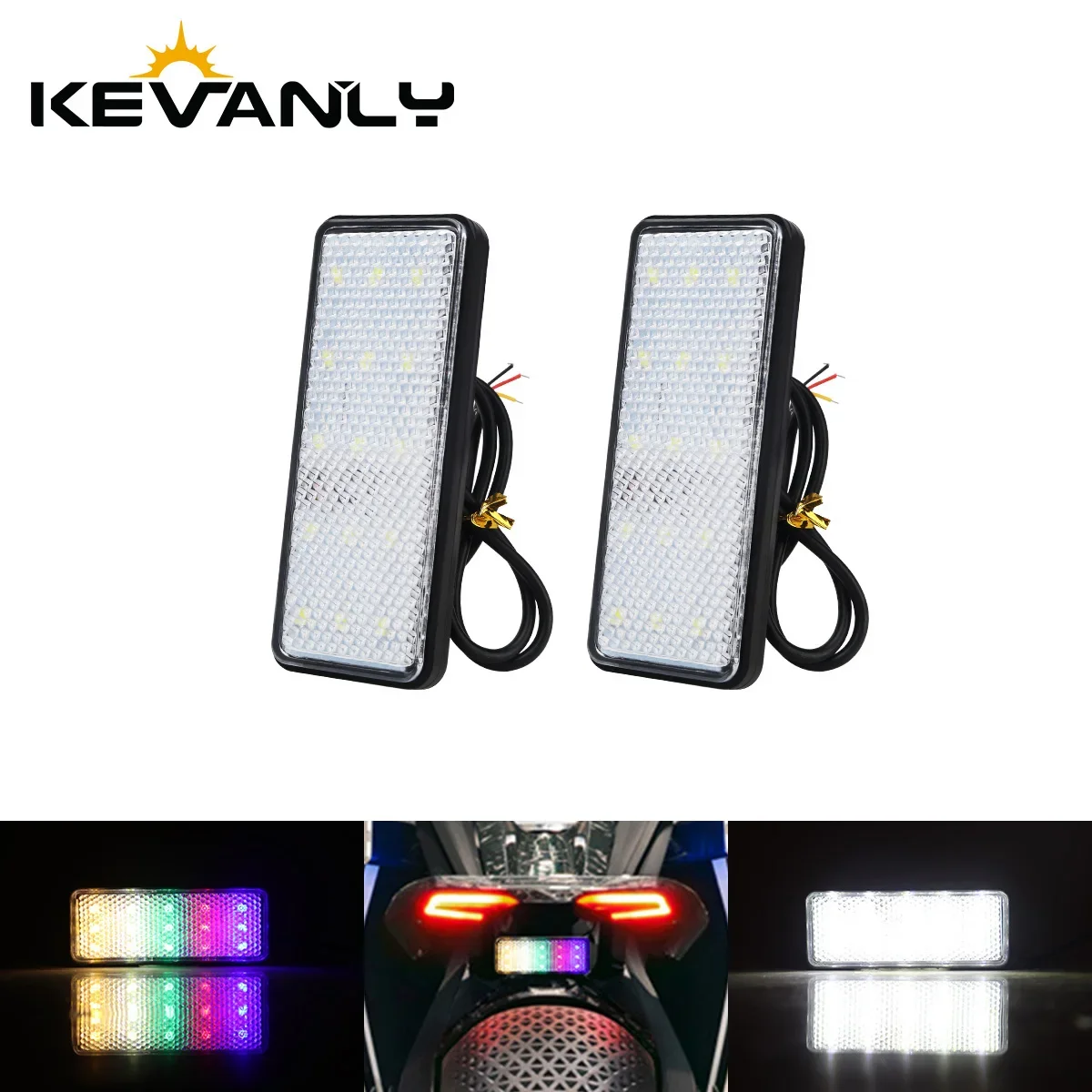 12V RGB LED Reflector Flicker Rear Tail Brake Stop Warning Side Marker Light For Jeep Truck Trailer Motorcycle Scooter Red White