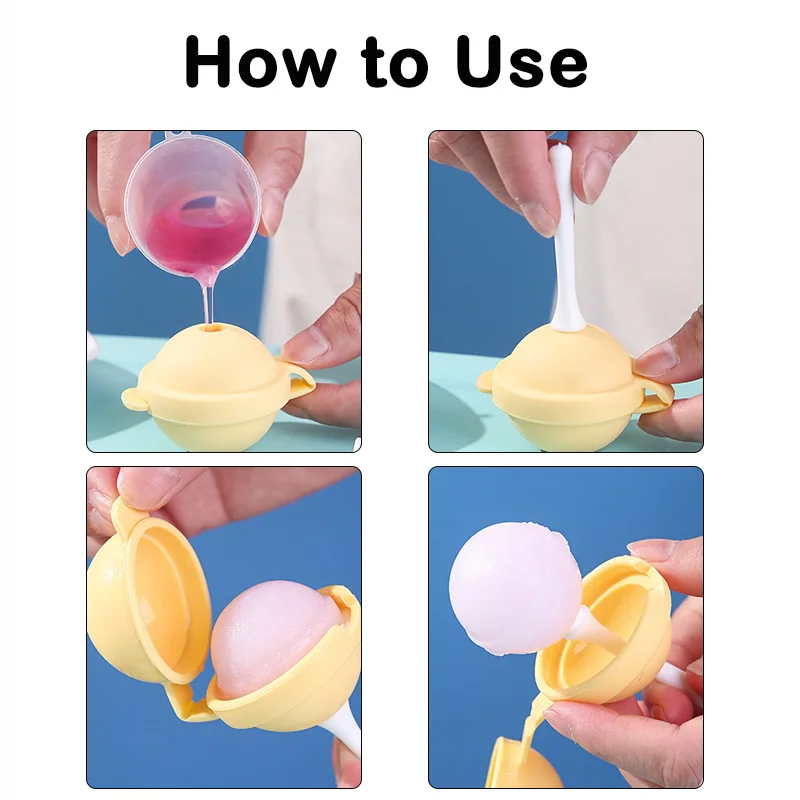 Lollipop Shape Ice Cream Mold Silicone Ice Pops Mold with Stick Portable Cute Popsicle Mould Baby DIY Ice Ball Maker