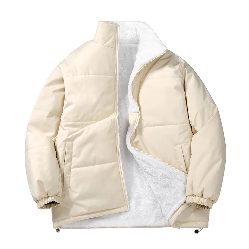 

2025 New Faionable Men's Thiened Fce Lined Loose Cotton Jaet Autumn Winter Warm Sle Casual Polyester Fiber Coat