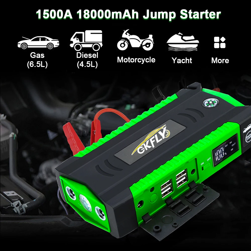 

1200A Portable Car Jump Starter Power Bank Emergency Battery Booster Laptop Charger Petrol Diesel Car Starter