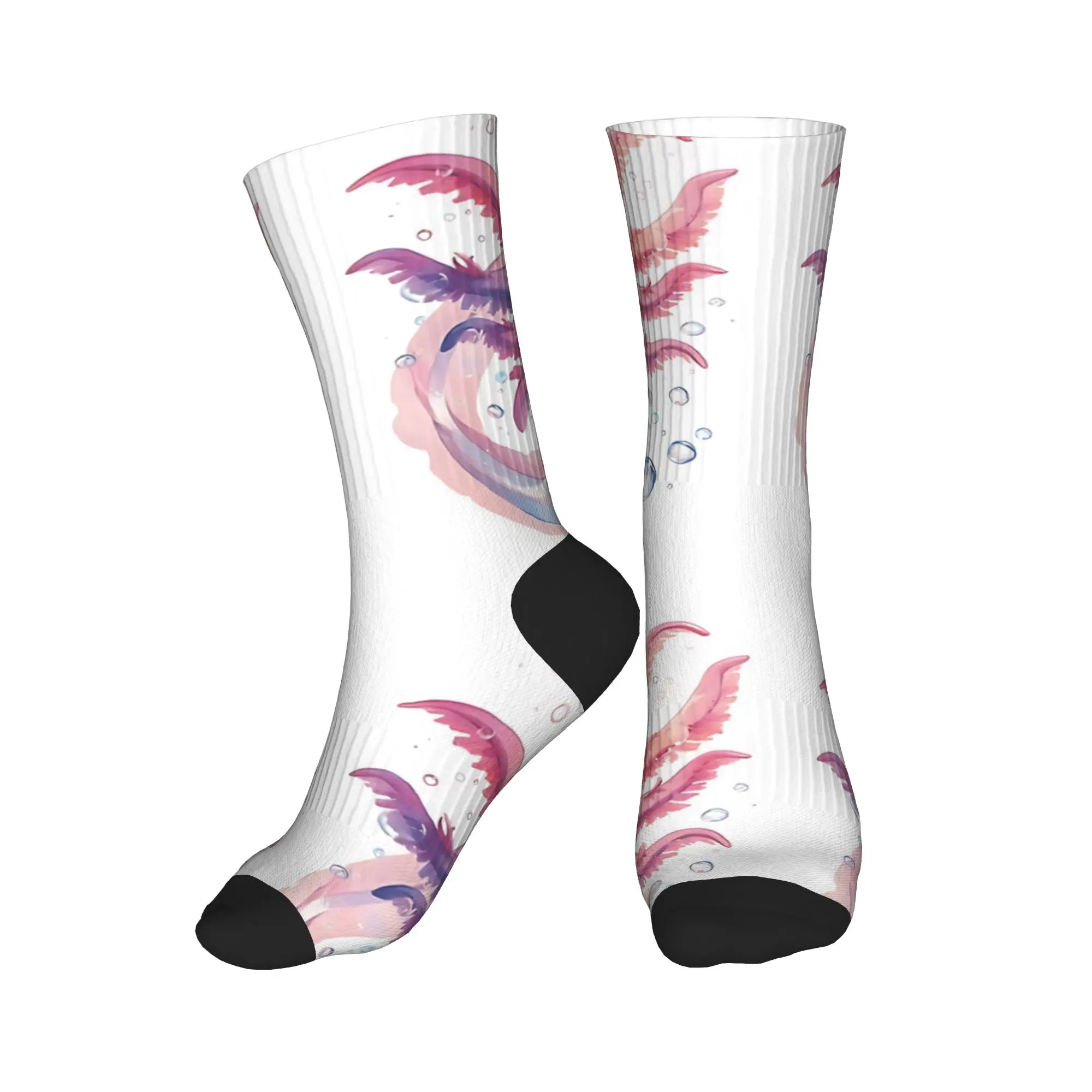 Cute happy axolotl with bubbles Socks  Non Skid Stockings Adults Men High Quality Cycling Socks Autumn Funny Design Socks