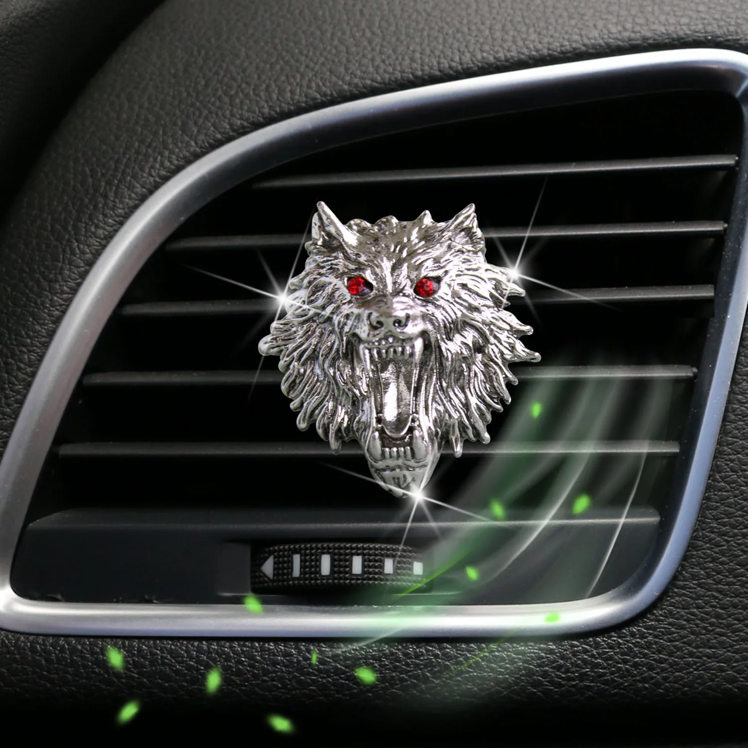 Car Air Outlet Perfume Clips Metal Wolf Head Car Air Conditioning Vent Decoration Clip Air Freshener Car Accessories