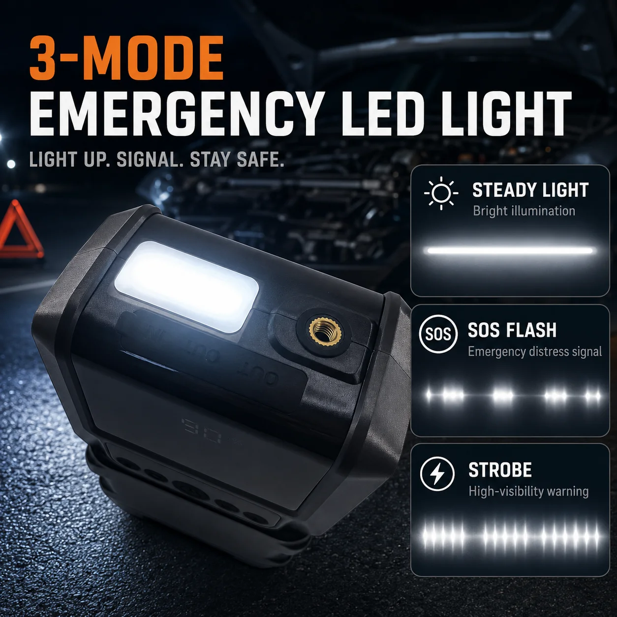 3000A 12V Car Jump Starter Air Compressor With Power Bank 99800mah Peak Portable Battery Starter 150PSI Air Pump With LED Light