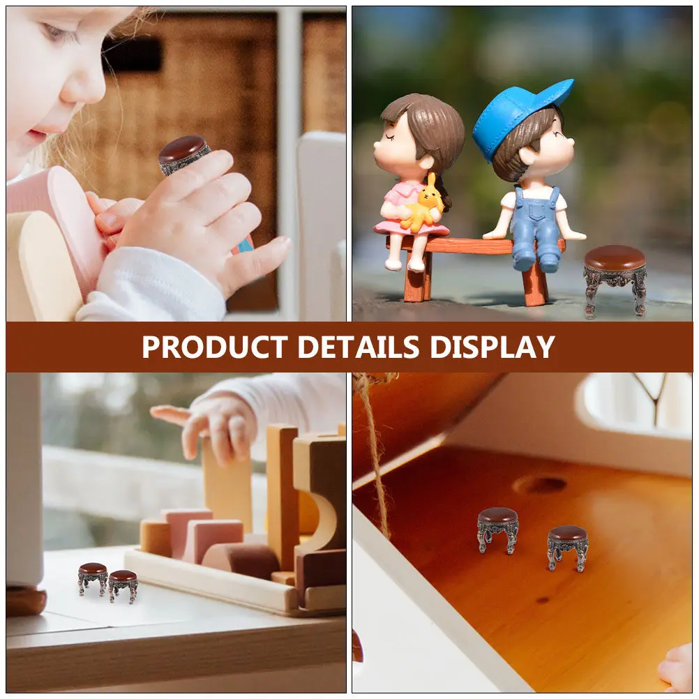 4Pcs Mini House Stool Beautiful Miniature Vintage Micro Landscape Stool Ornament Miniature Furniture Decor High Quality