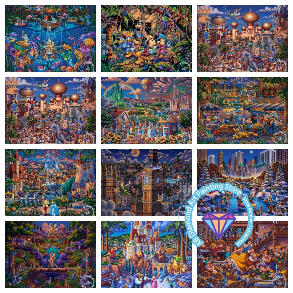 

Cartoon character Mickey Minnie Princess AB Diamond Drawing Kit Square Round Diamond 5D DIY Mosaic Handmade Art Exquisite Gift