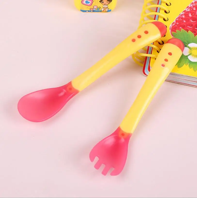 Baby Pacifier Feeding Spoon fork Solid Supplies Curved Handle Easy-To-Hold Children Tableware Baby Eating Training Spoon Utensil