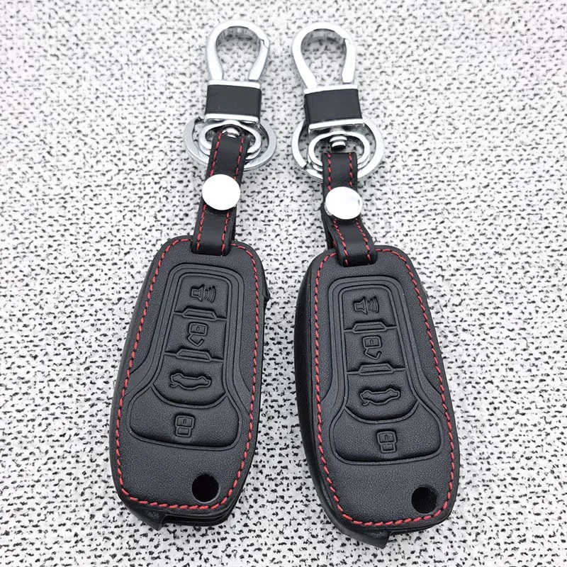 Leather Car Key Cover Case for Ford Focus mustang Explorer Eske Mercury Mountaineer Escape for Lincoln Navigator key Fob Case view 6