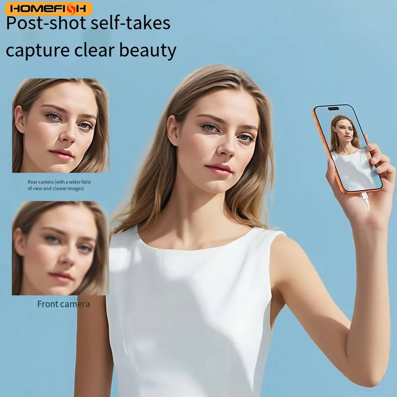 Mini Mobile Phone Selfie Sharing Device, Rear Camera for Self-Takes, Display for Sharing, Wired Mobile Phone Sharing Screen