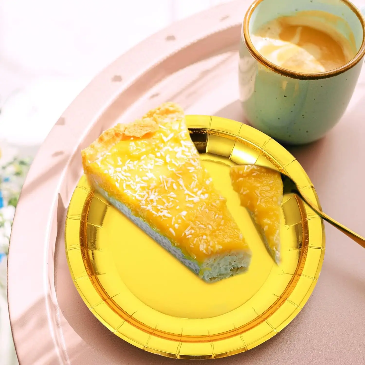 10 people Gold Disposable Paper Plates Cups Straw napkins cakestand Tableware Sets for Adult Kids Birthday Party Supplies