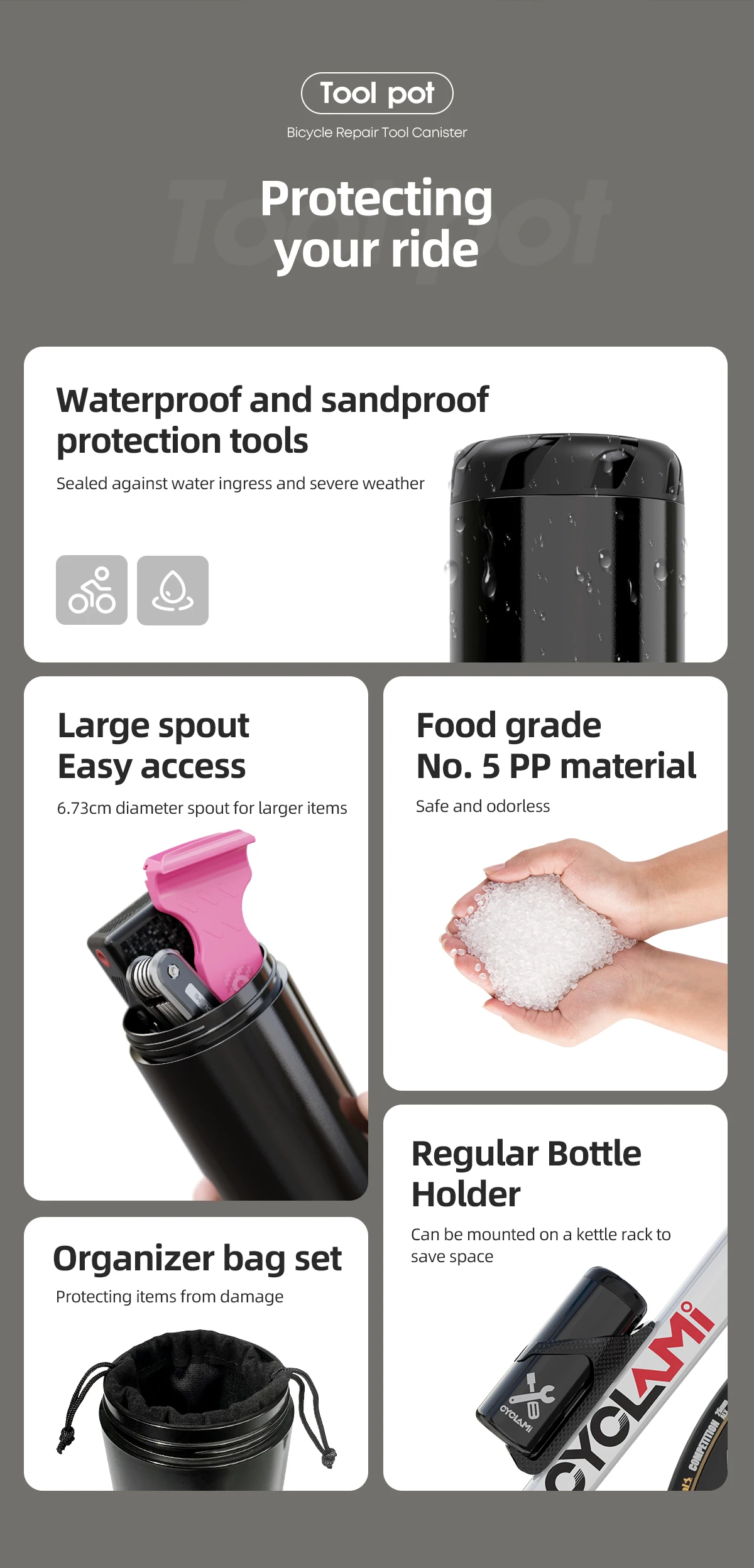 CYCLAMI Tragbare Radfahren Werkzeug Box MTB Road Fahrrad Kapsel Boxen Tragen Flasche Käfig Lagerung Reparatur Tool Kit Fahrrad Rahmen Ausrüstung – Detail 3