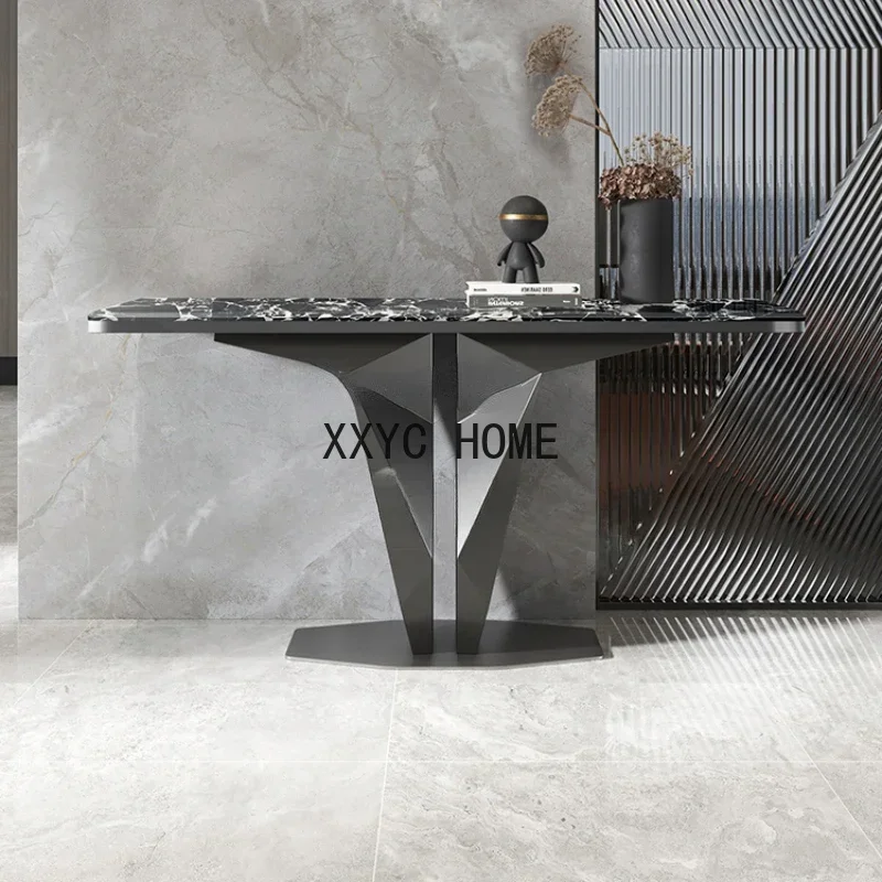 

Italian Simple Luxury Natural Luxury Stone Hallway Modern Household Light Luxury Wall-Mounted Home Console Tables Counter