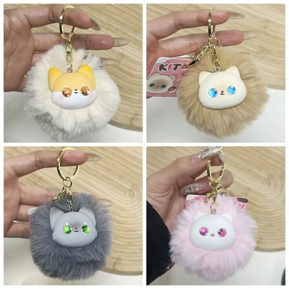 Ginger Cat Siamese Cat Plush Keyring Animal Cartoon Rex Rabbit Fur Pendant Kawaii Stuffed Kitty Plushies Pendant Kids