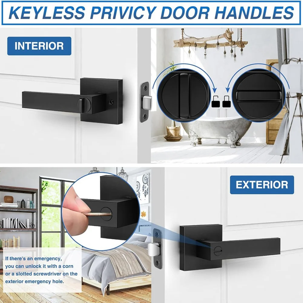 

A38I3 Pack Matte Black Door Handles, Keyless Interior Door Knobs, Privacy Door Lever Locksets for Bedroom Bathroom