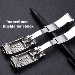 Stainless Steel Watch Buckle for Rolex 9mmx9mm Metal Polished Matte Clasp Sliding Quick Adjust Folding Button Watch Accessories