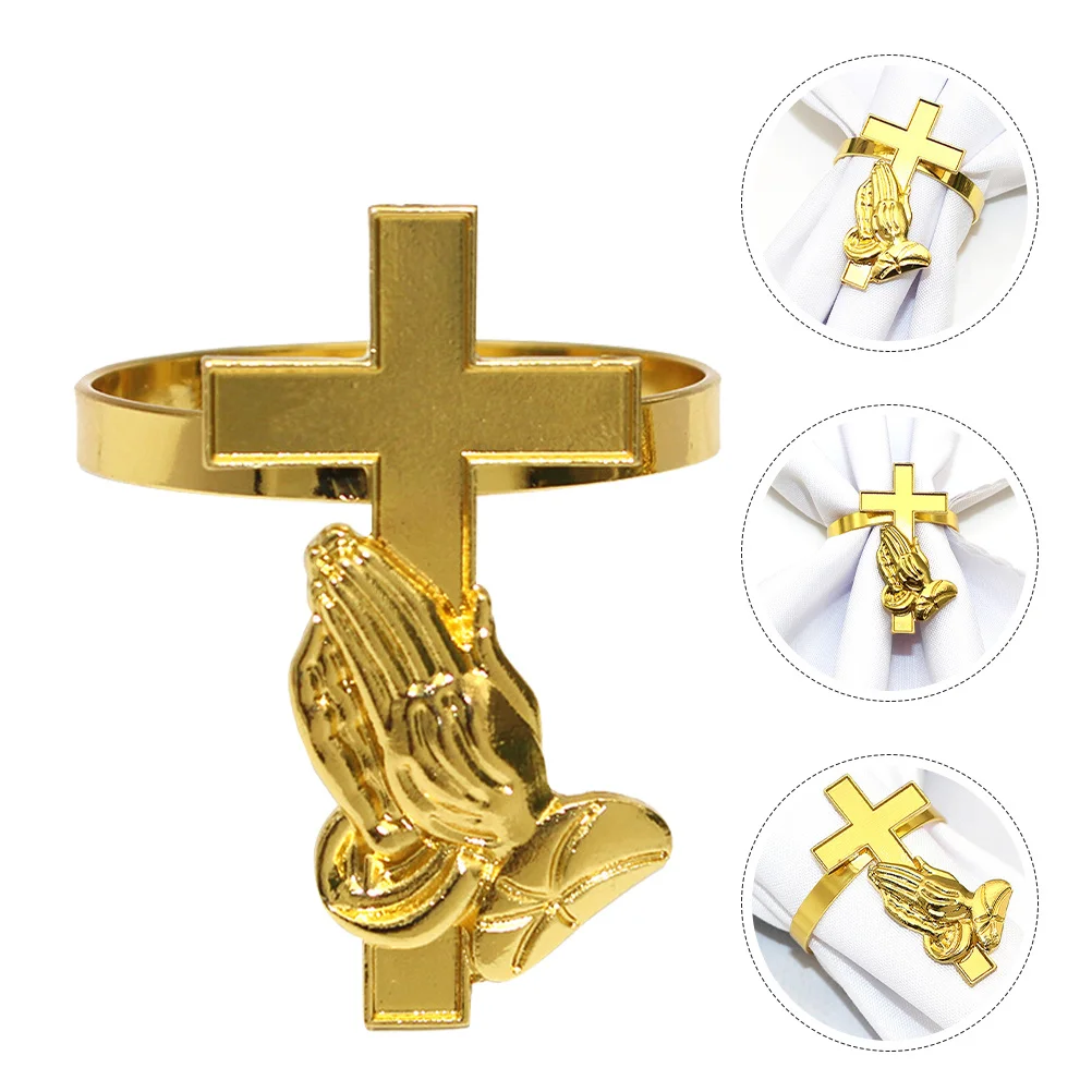 

6Pcs Metal Napkin Rings Cross Pattern Wedding Party Table Decoration Napkin Buckles Elegant Dining Holder Holiday Table Decor