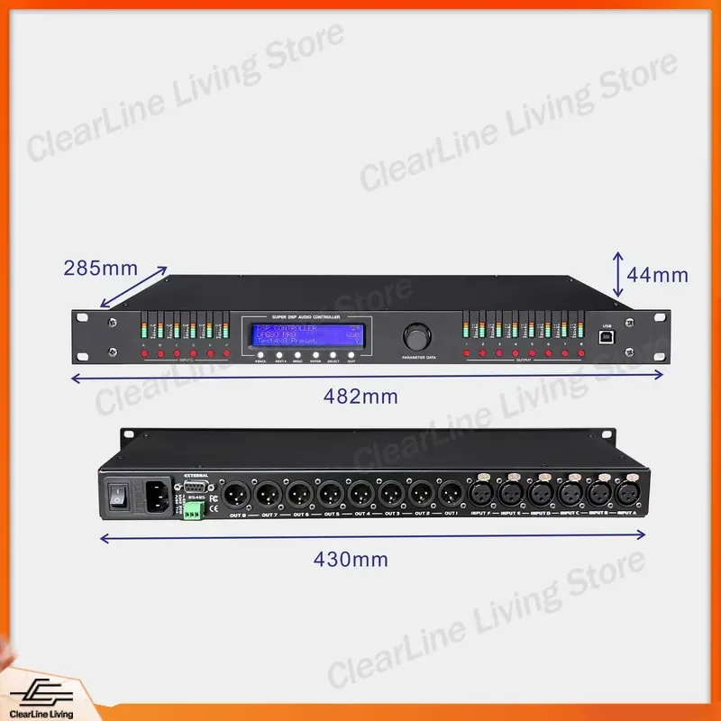 DSP480 Professional 4 Input 8 Output Digital Audio Processor Stage Sound System Intelligent Effector Equalizer Crossover for