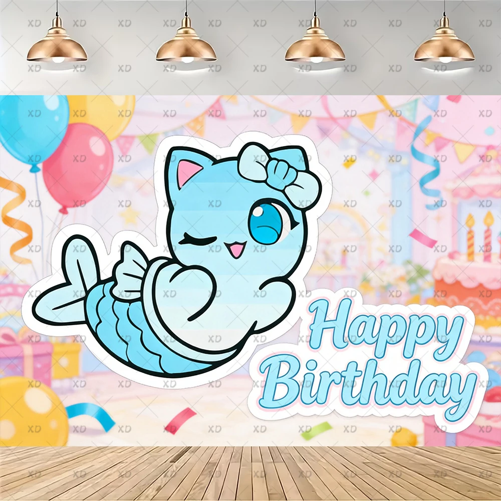 Cartoon Aphmau Meemeows Geburtstagsparty Dekorations-Set Banner Luftballons Kuchendekoration Hintergrund Cartoon-Kulisse Kindergeschenk – Detail 8