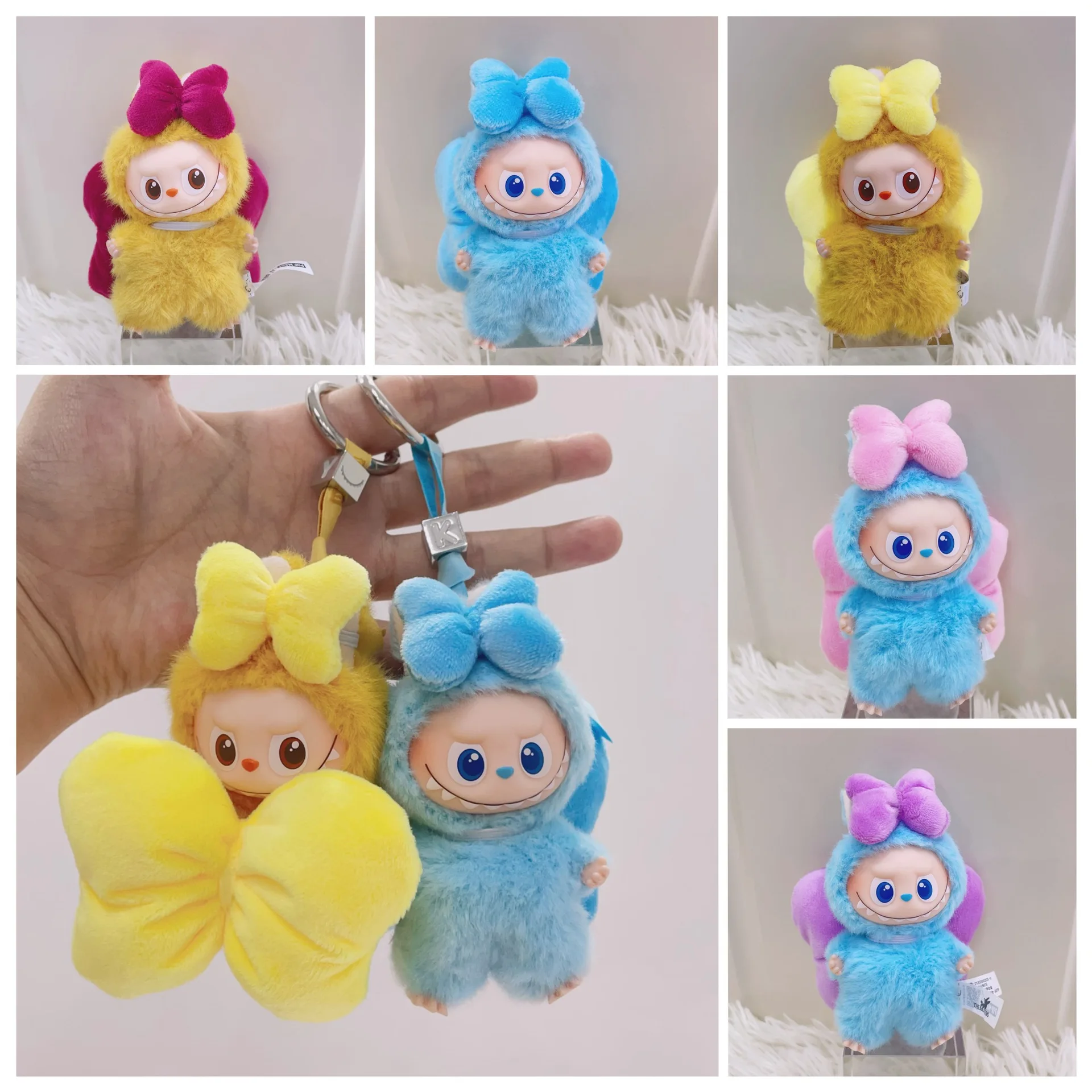 

10cm Mini Labubu 4.0 Doll Clothes 4th-Gen Yellow Blue Red Pink Purple Cute Bow Accessories for Mini Labubu