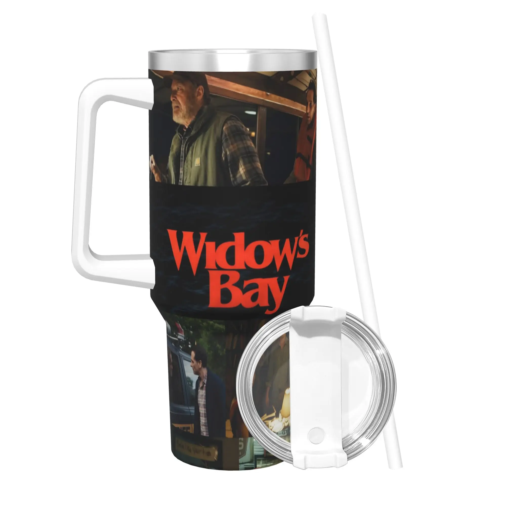 Widow's Bay Horror Movie 2026 Tumbler With Straw  Stainless Steel Travel Mugs Double Wall Vacuum Insulated for Cold Or Hot 40oz
