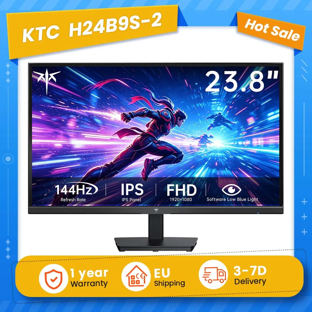Heißer KTC H24B9S-2 144Hz Gaming-Monitor, 23,8' FHD IPS-Display, 178° °   Großer Betrachtungswinkel, 113% sRGB, 16,7 Millionen Farben, geringe Blaulichtemission, 280 cd/m², HDMI & VGA, VESA 75x75mm