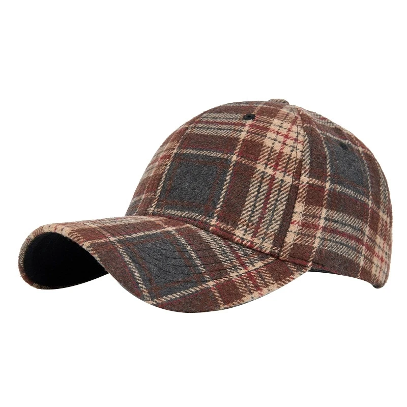 Hüte für Männer und Frauen, neue klassische karierte Baseballkappe für Herbst und Winter, hartkrempige, gesichtsschlankmachende Entenschnabelkappe, Sonnenhut – Detail 5