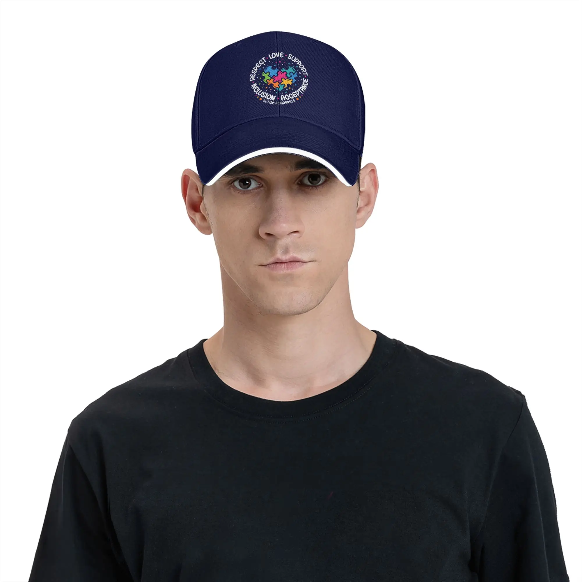 Summer Casual Baseball Cap Autism Awareness Respect Love Support Blue Autism Outdoor Gym Trucker Hat For Couple Snapback Cap