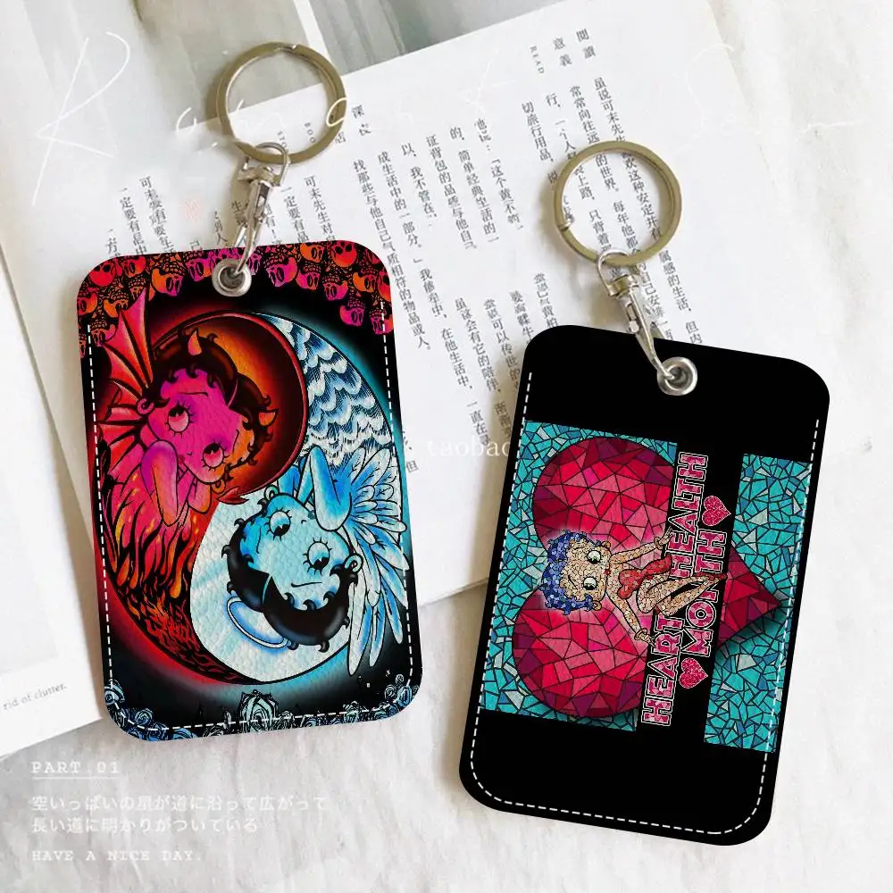 B-Betty Doll B-Boop Girl حامل بطاقة مطبوعة شخصية مناسبة لحامل الفتيات حافظة بطاقات الباب النساء شارة حامل المفاتيح