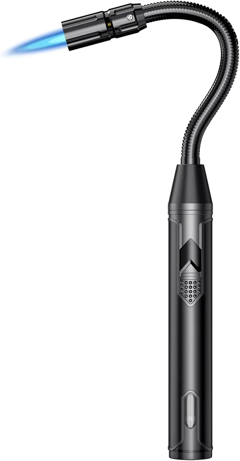 

Refillable Butane Torch Lighter with Flexible Neck for Candles, BBQ, Camping - Windproof & Adjustable Flame