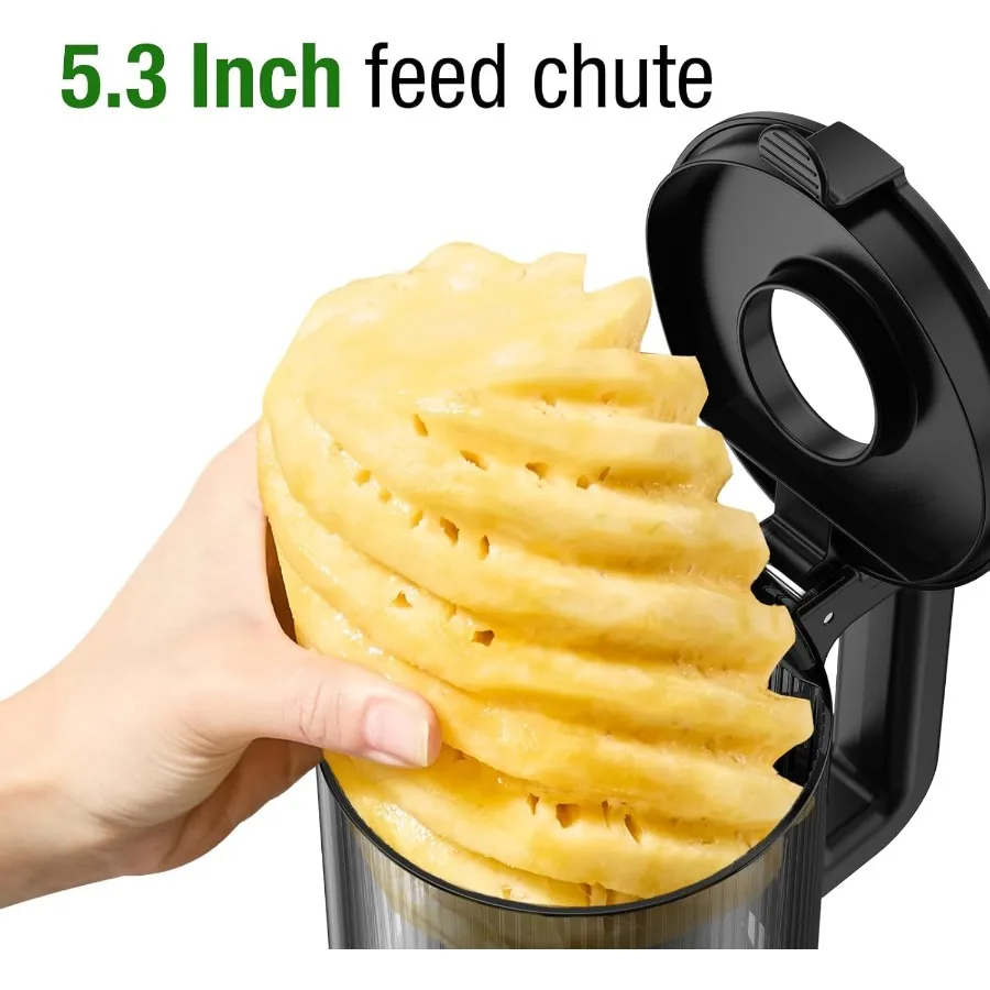 آلات عصارة بالضغط البارد مع شلال تغذية كبيرة جدًا مقاس 5.3 بوصة مصممة للفواكه والخضروات كاملة لاستخلاص العصير العالي E