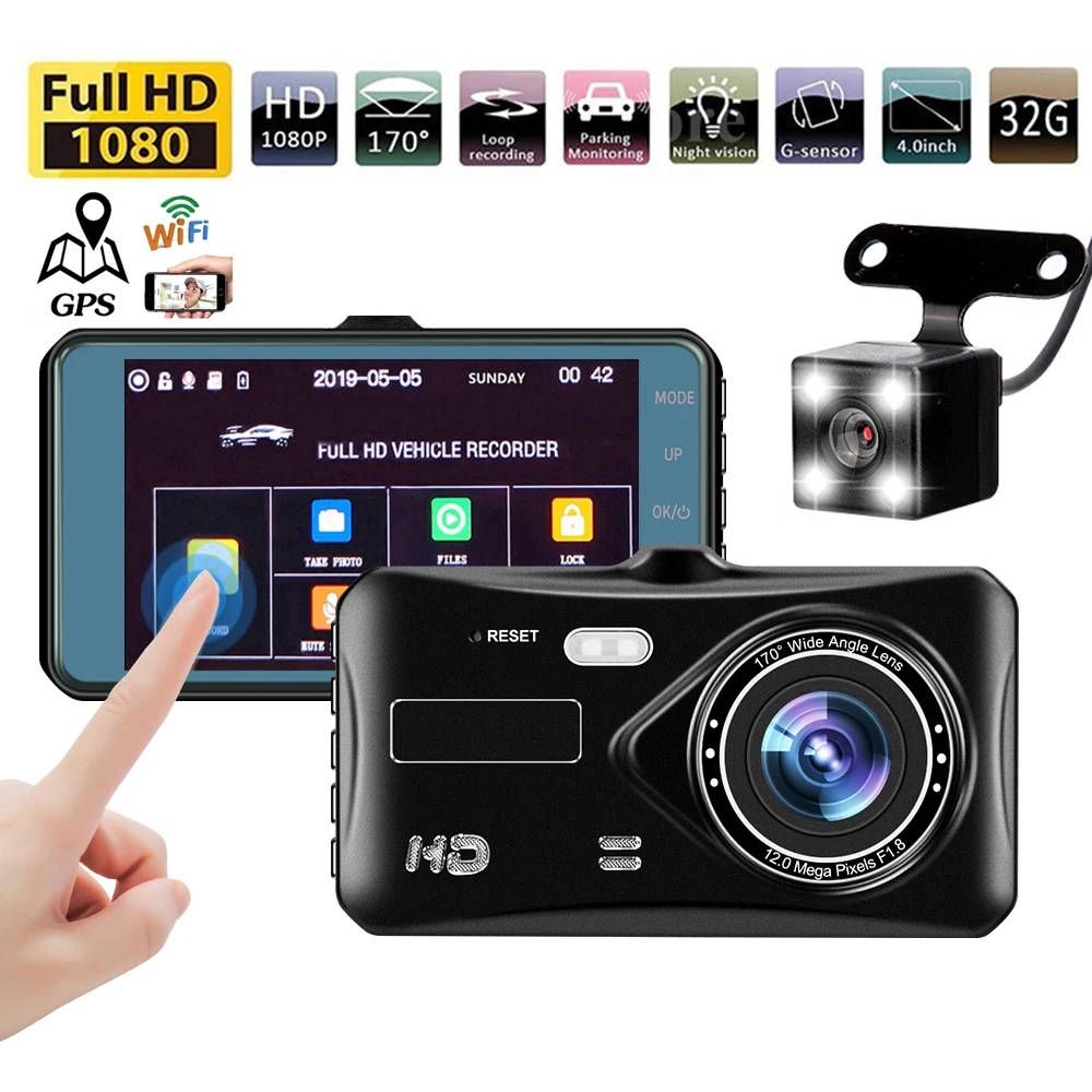 Car DVR WiFi GPS Dash Cam 1080P Full HD Vehicle Video Recorder Dashcam Night Vision Black Box Car Accessories Rear View Camera