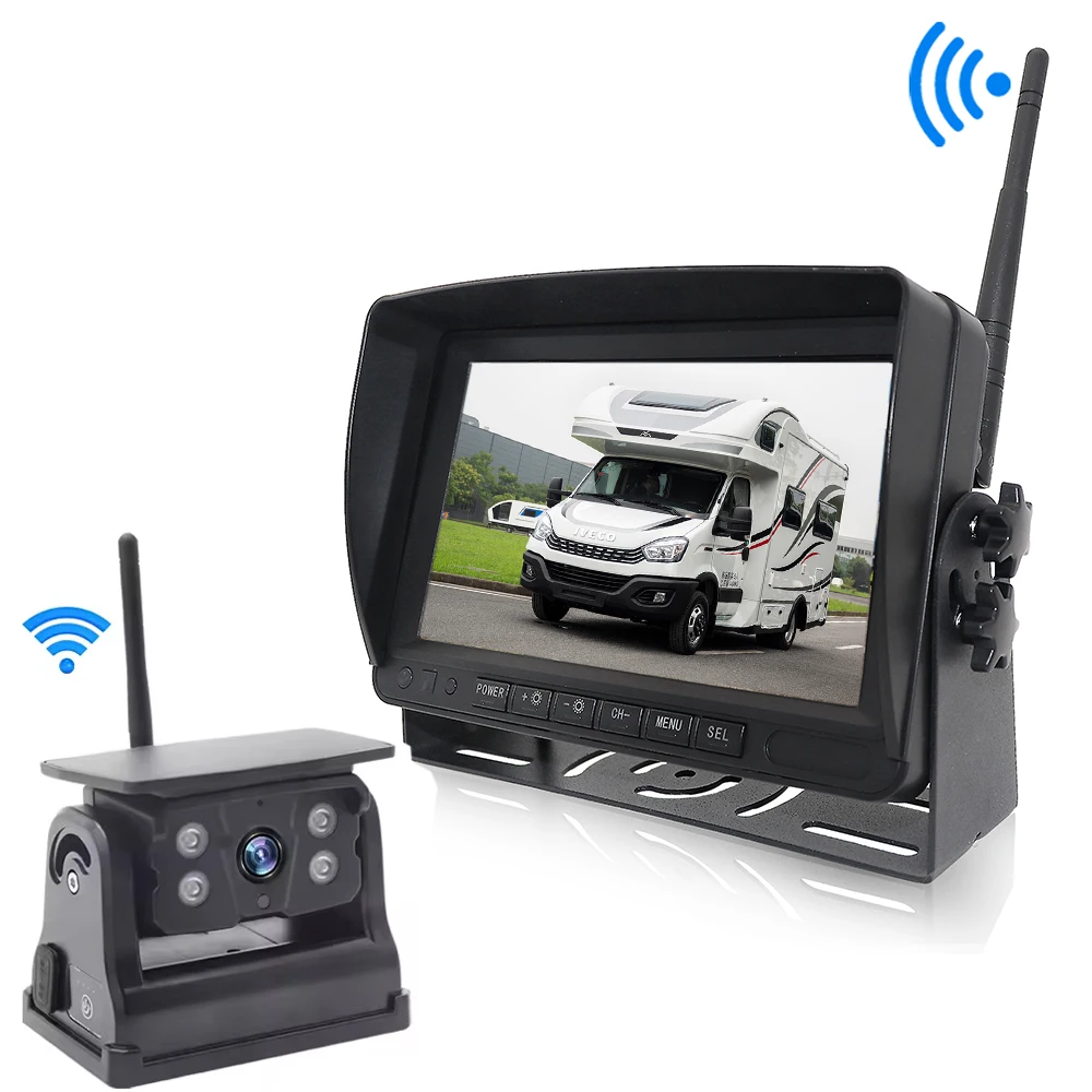 Solar-powered Wireless Rv Backup Camera Easy Installation Night Vision Waterproof Function