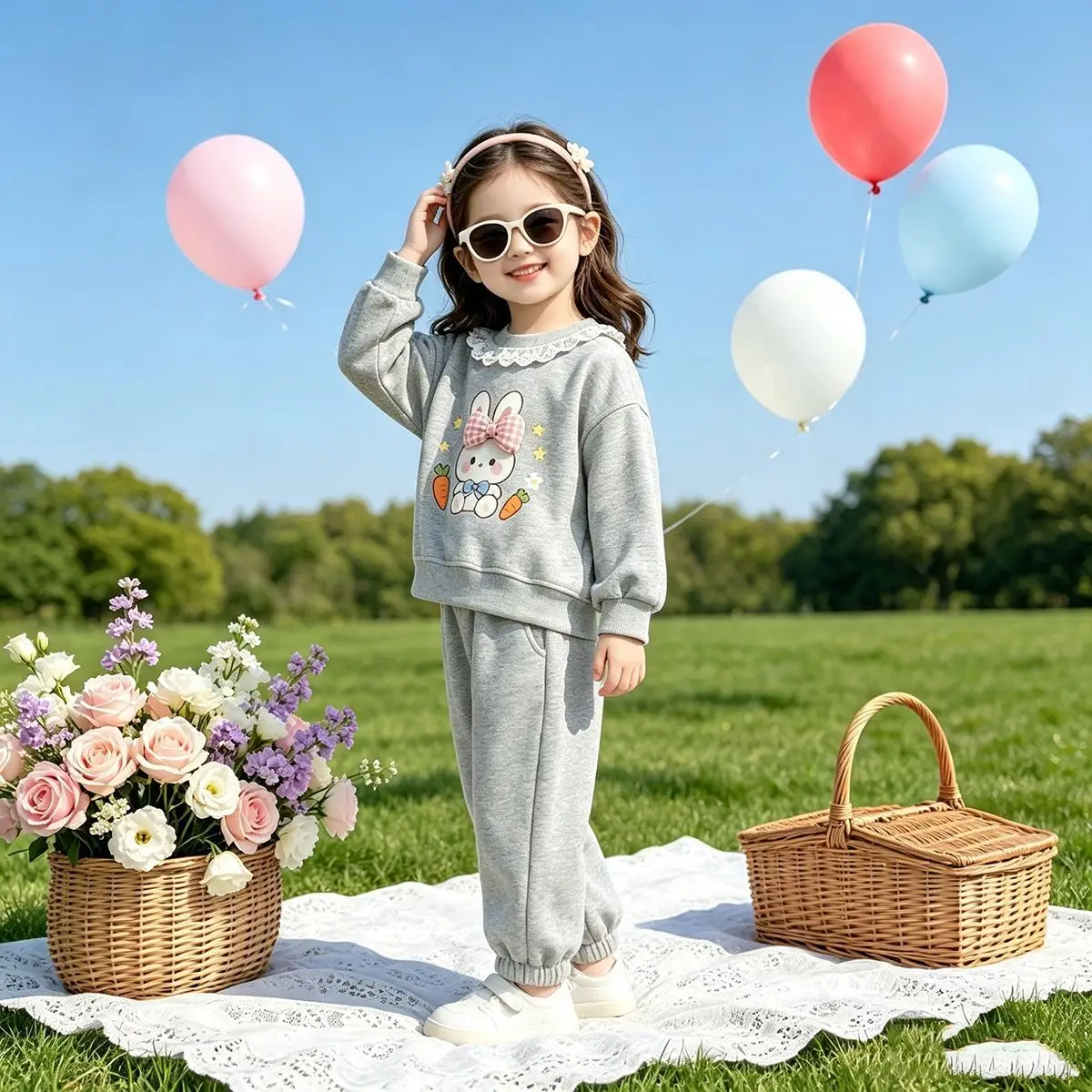 Süßes 2-teiliges Set für Mädchen – Langarm-Oberteil & Hose mit Bündchen für den frühen Herbst, niedliches Freizeitoutfit für Kleinkinder – Detail 6