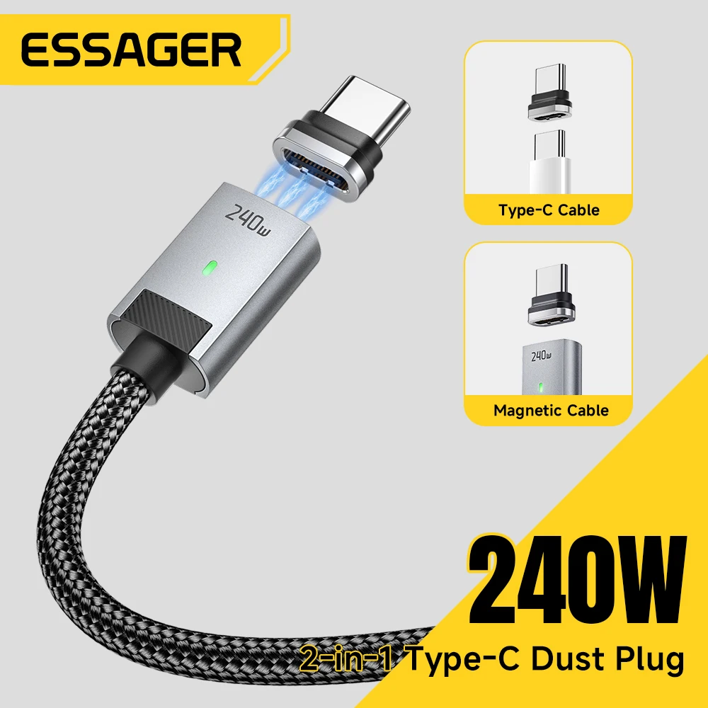 【¥686】Essager 240W USB Type-C マグネットケーブル ダイレクト接続対応 1m + コネクタ-アリエク特価アラート