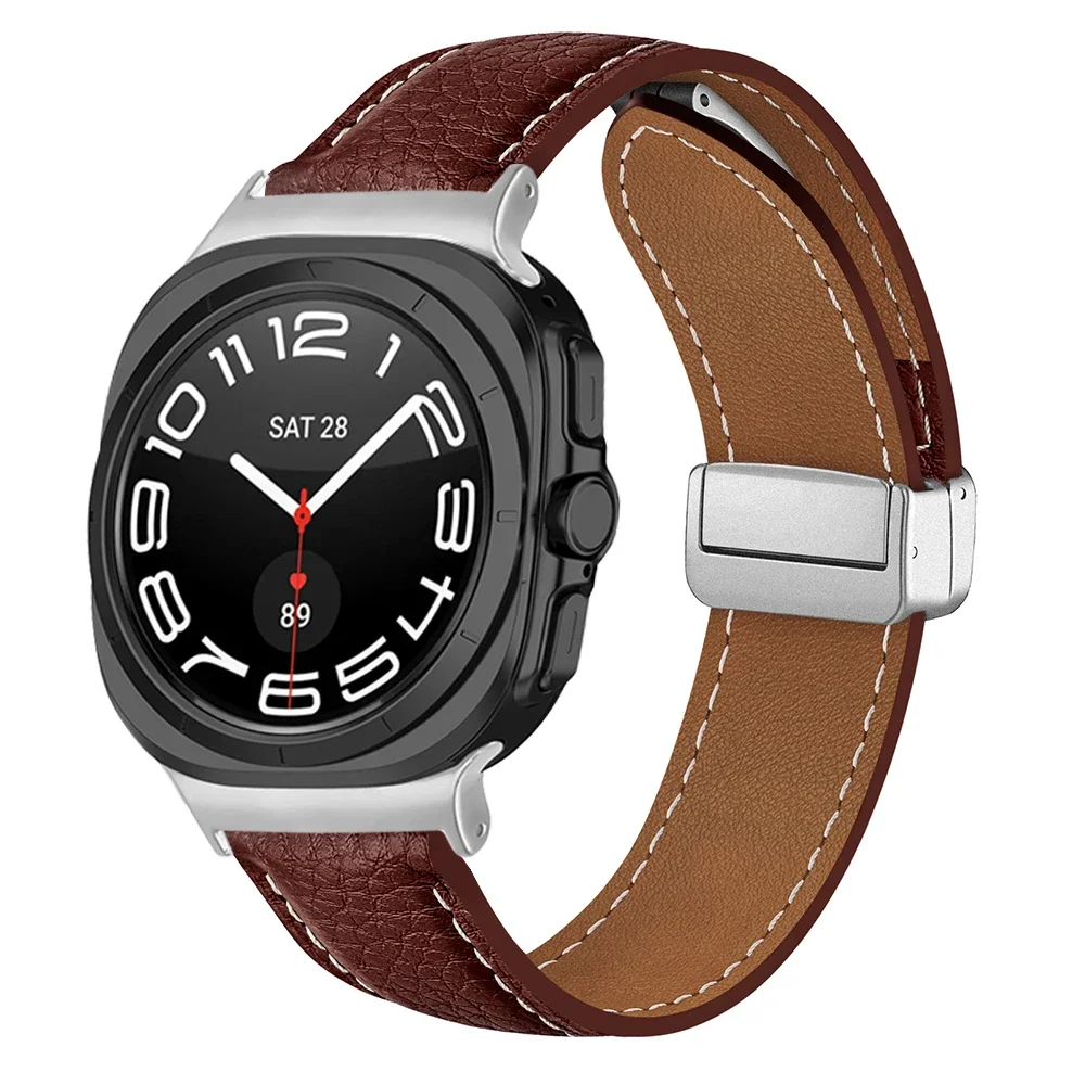 Magnetic Leather Strap For Samsung Galaxy Watch 7 Ultra 47mm Replacement Sport Bracelet for Galaxy Watch 47mm Band Accessories