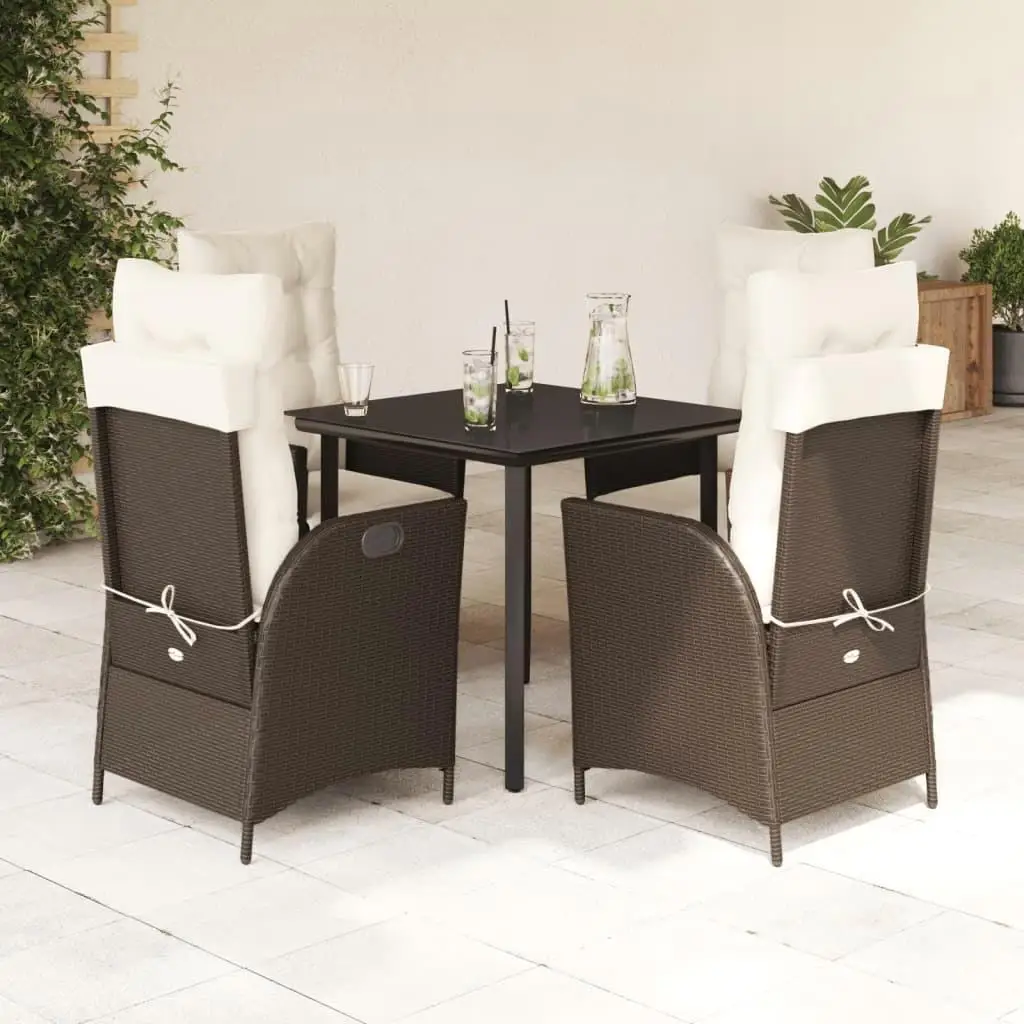 

Garden Dining Set Outdoor Furniture Brown Black Cream Modern Table and Chairs for Patio Balcony Terrace