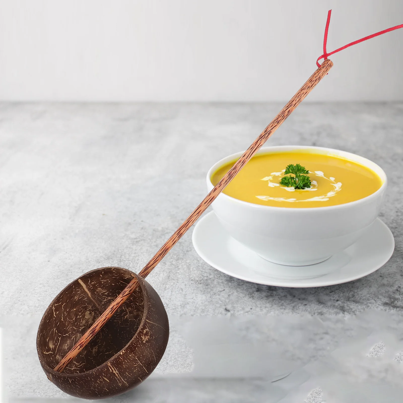 

Coconut Shell H Ladle Water Dipper Spoon Bath Sauna Scoop Home Shower Accessory Portable Kitchen Gadget Wooden Spoon