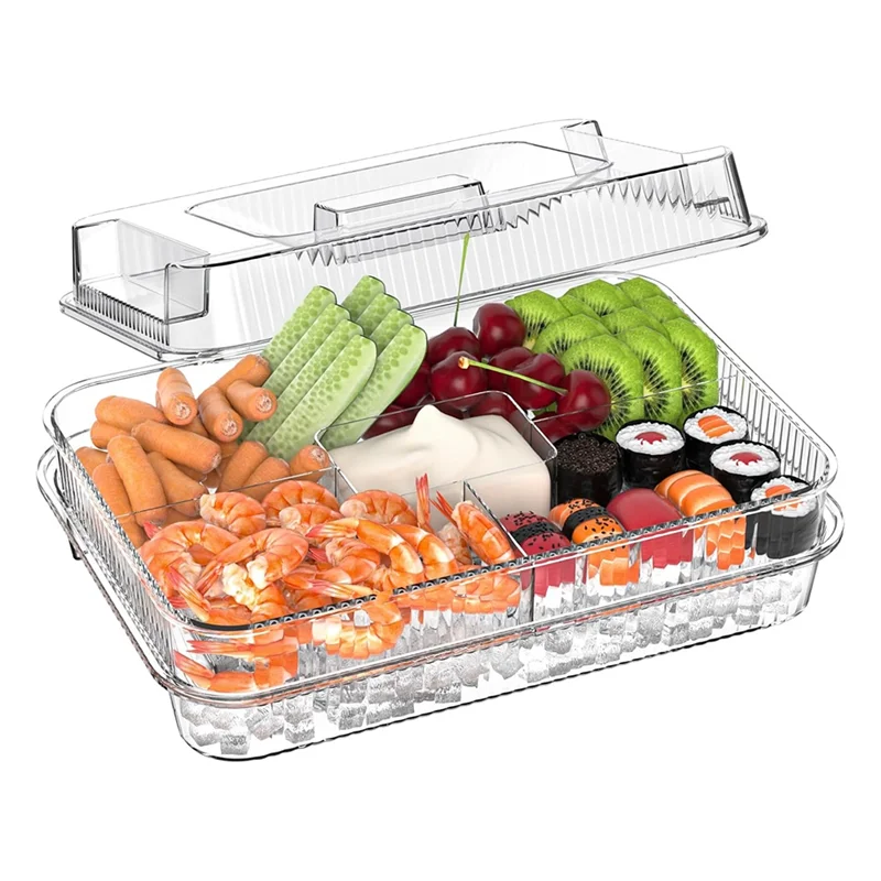 

【Best Selling】Appetizer Serving Tray On Ice Kitchen Chilled Food Bowl For Shrimp, Fruits, Vegetables