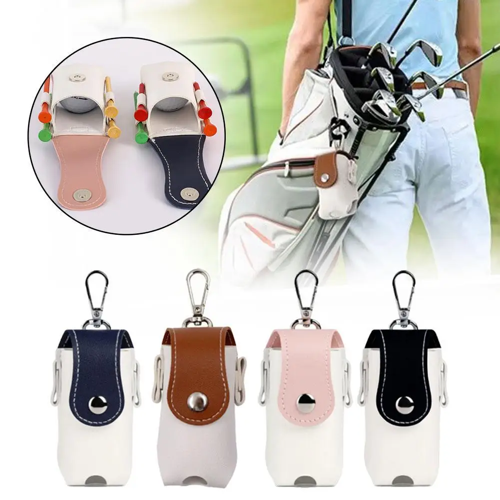 

1pcs Mini Golf Ball Waist Bag PU Leather Waterproof Golf Belt Bag Storage Case with Golf Tee Clip Golf Ball Container 4colors