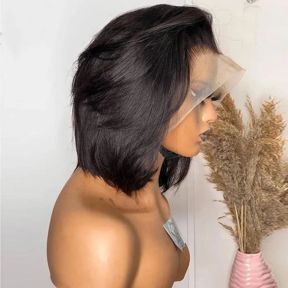 لينة الطبيعية أسود طويل غلويليس 200 الكثافة مستقيم الدانتيل 5x5 الحرير قاعدة باروكة من شعر طبيعي للنساء BabyHair preplucked