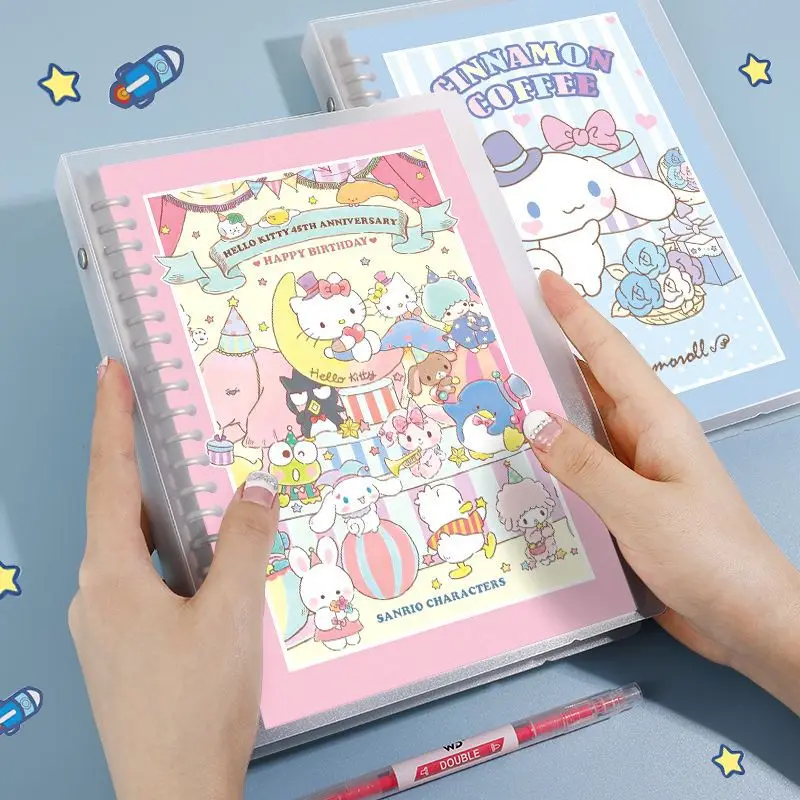 Sanrio Cinnamoroll Notebook Kawaii Hello Kitty Loose Leaf Book Cute Anime Kuromi Pochacco Detachable Journal Book Gift for Kids