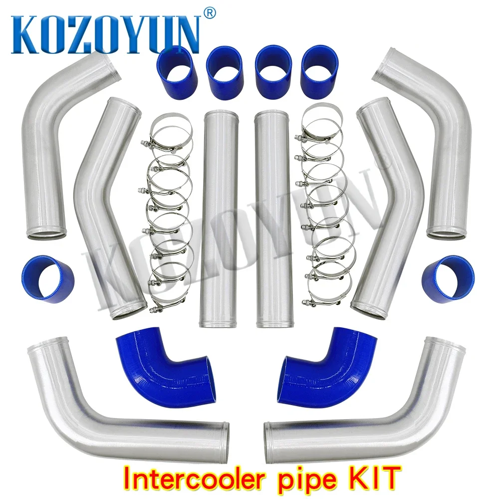 

8PC 2.5" 8PC 3" inch DIY Aluminum Turbo Intercooler Pipe Silicone Hose T-Clamp Kit Set