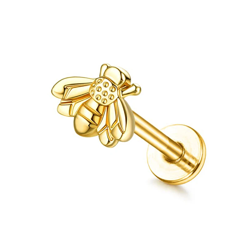 Drperfect 16G Knorpel-Ohrstecker für Damen, Edelstahl, flache Rückseite, Schmetterling, Mond, Blume, Helix, Tragus, Piercing-Schmuck
